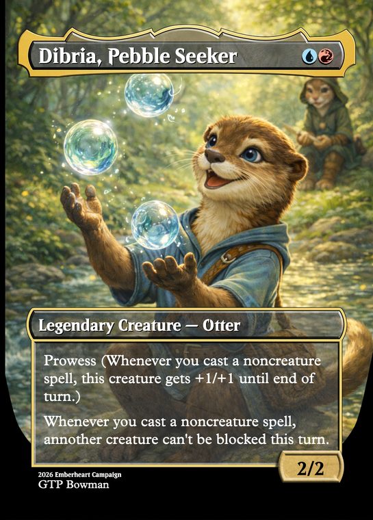 Custom Magic card: Dibria, Pebble Seeker, an otter