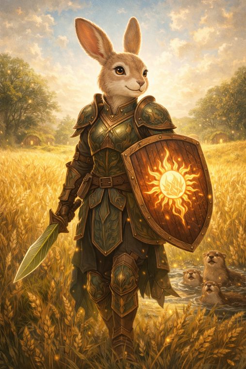 AI generated rabbit knight that reads as fully animal rather than a character