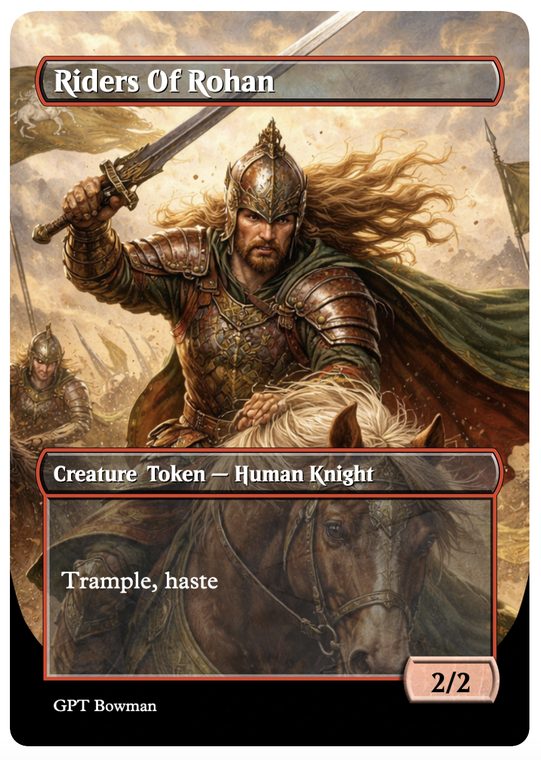 The original generic Riders of Rohan token card with a heroic knight