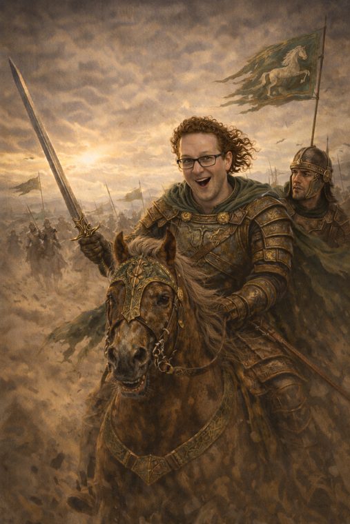 The rider laughing